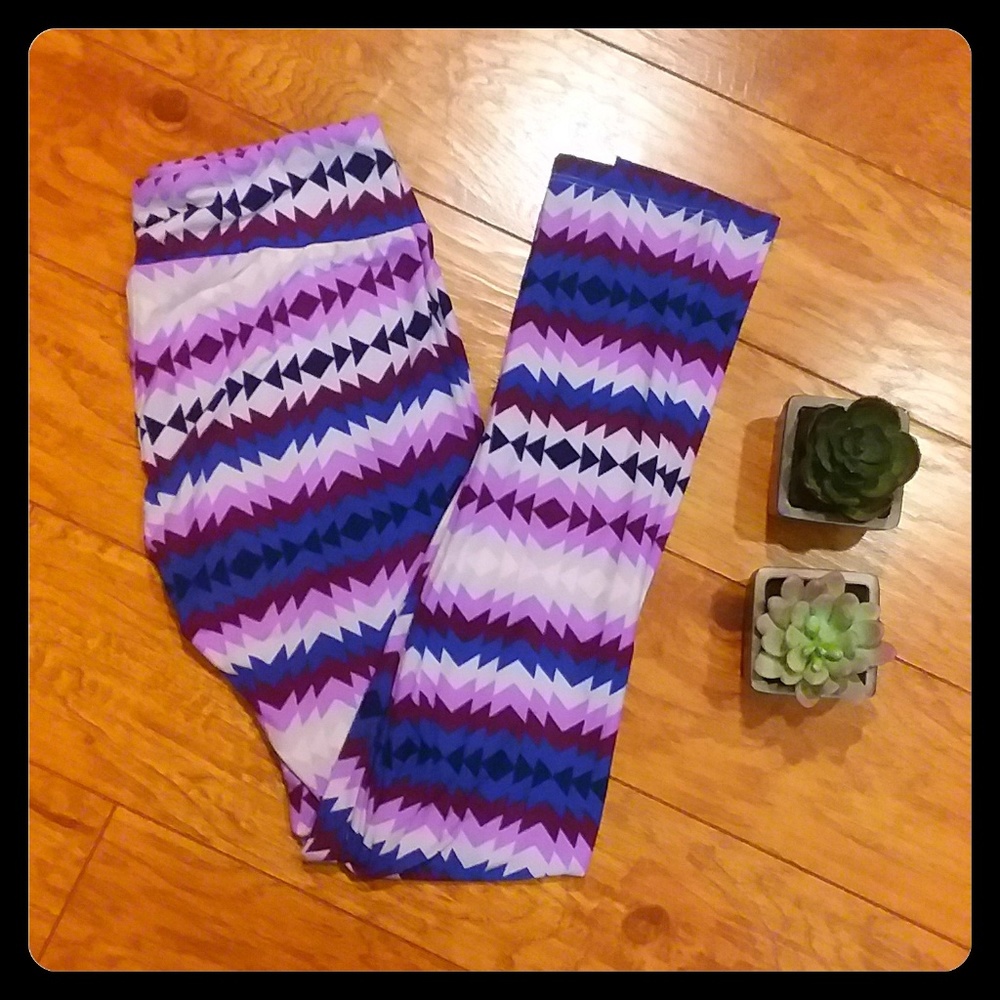 Purple Mauve & Rose Pink Chevron OS Leggings